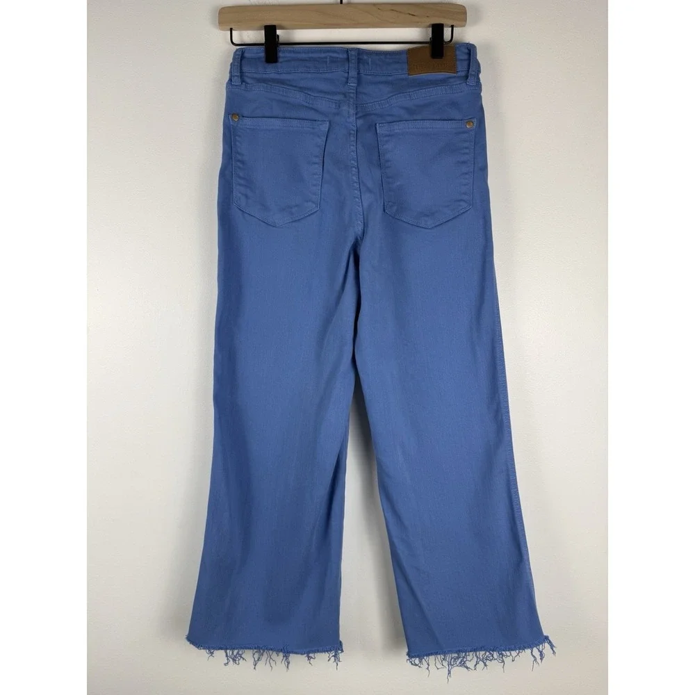 Judy Blue Jeans Womens 7/28 High Rise Control Top Sky Blue Wide Leg Crop